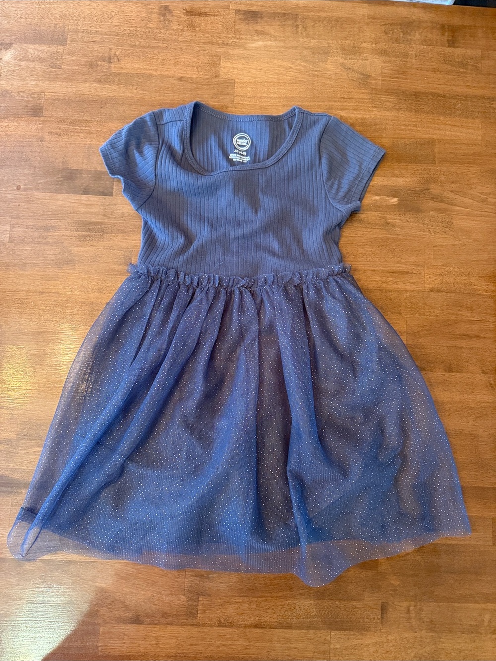 wonder nation Navy Blue Short-Sleeve Tulle Dress
